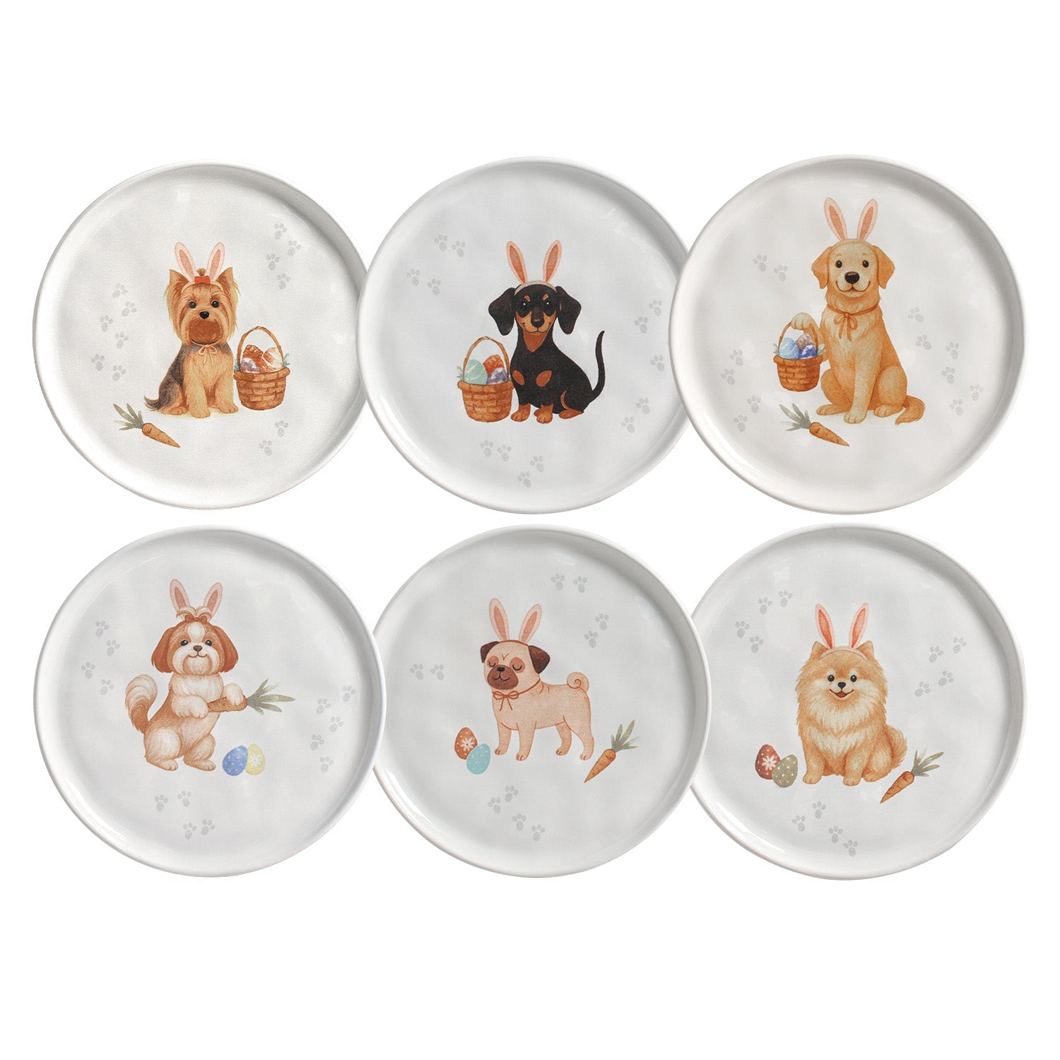 PRÉ-VENDA: Jogo 6 Pratos Sobremesa Stoneware Doguinhos Bio 21,5cm Porto Brasil