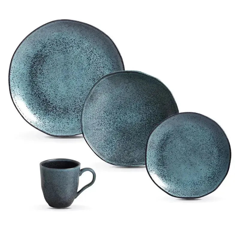 Aparelho de Jantar Stoneware Orgânico Petroleum/Night Sky 16 Peças Porto Brasil
