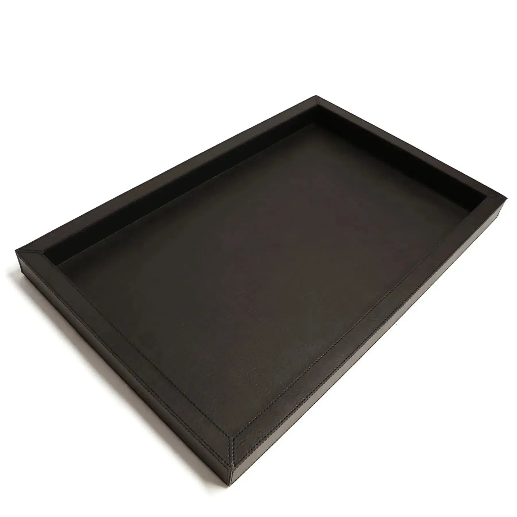 Bandeja Agata Grande MDF 43x26,4 Couro Vegano Montana Preta