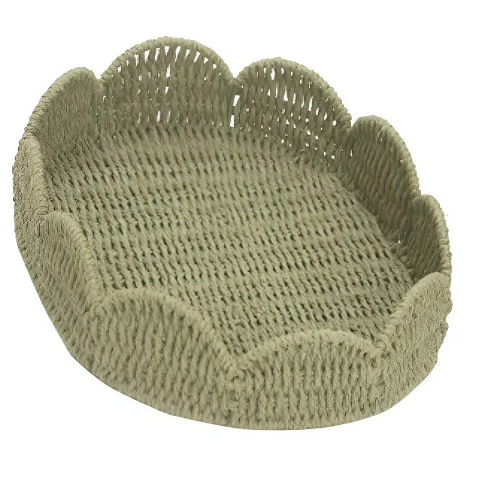 Bandeja Oval em Palha Cestaria com Borda Curva Verde 35x26x8cm