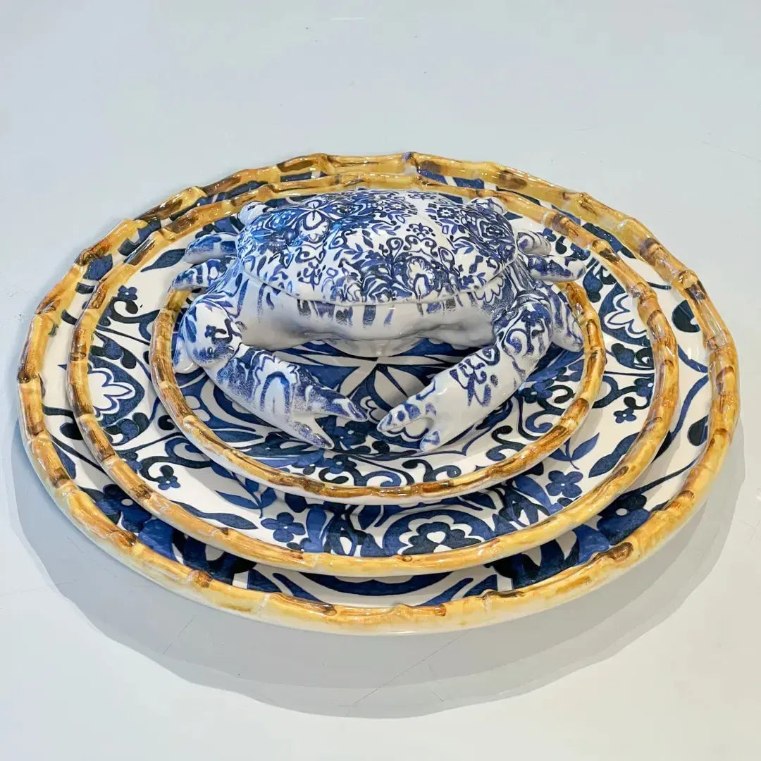 Caranguejo Cerâmica Dolce Mare Azulejo Português Azul 10x21cm Maison Blanche