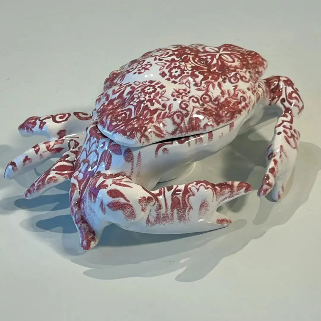 Caranguejo Cerâmica Dolce Mare Azulejo Português Vermelho 10x21cm Maison Blanche