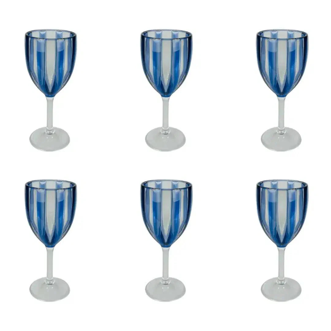 Conjunto 6 Taças Acrílico Azul Linha Náutica 300ml
