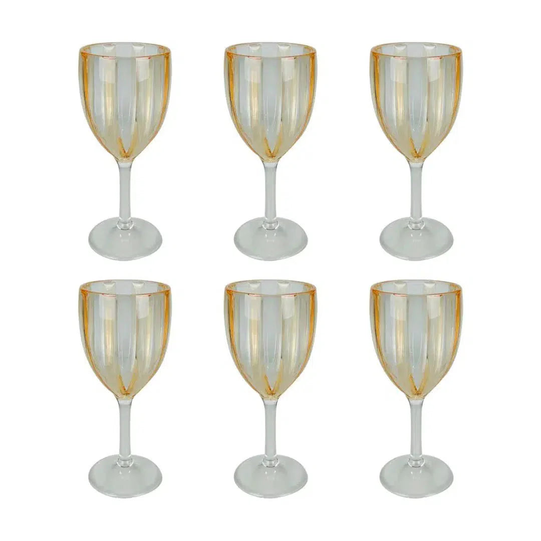 Conjunto 6 Taças Acrílico Laranja Linha Náutica 300ml