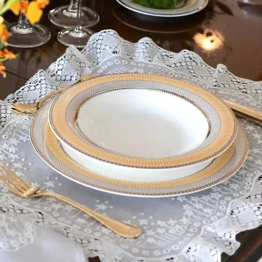 Conjunto com 6 Pratos Rasos Porcelana Gold Star 28cm Strauss