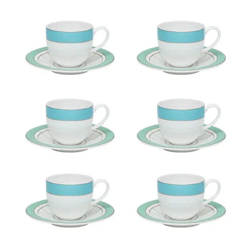 Conjunto com 6 Xícaras de Café com Pires Porcelana Marie 110ml Strauss