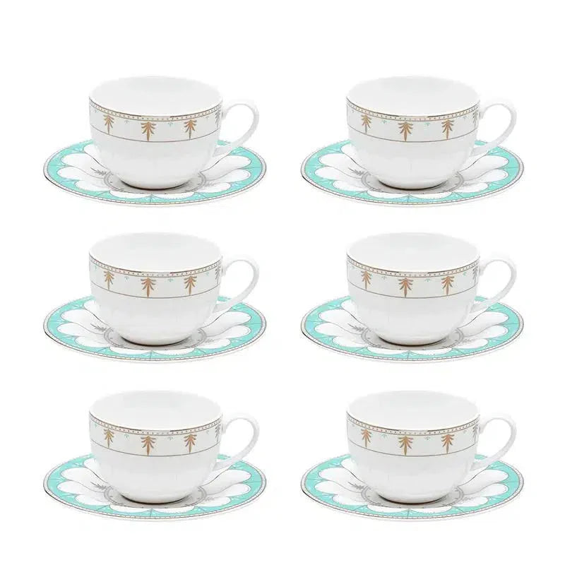 Conjunto com 6 Xícaras de Chá com Pires Porcelana Gateway 270ml Strauss