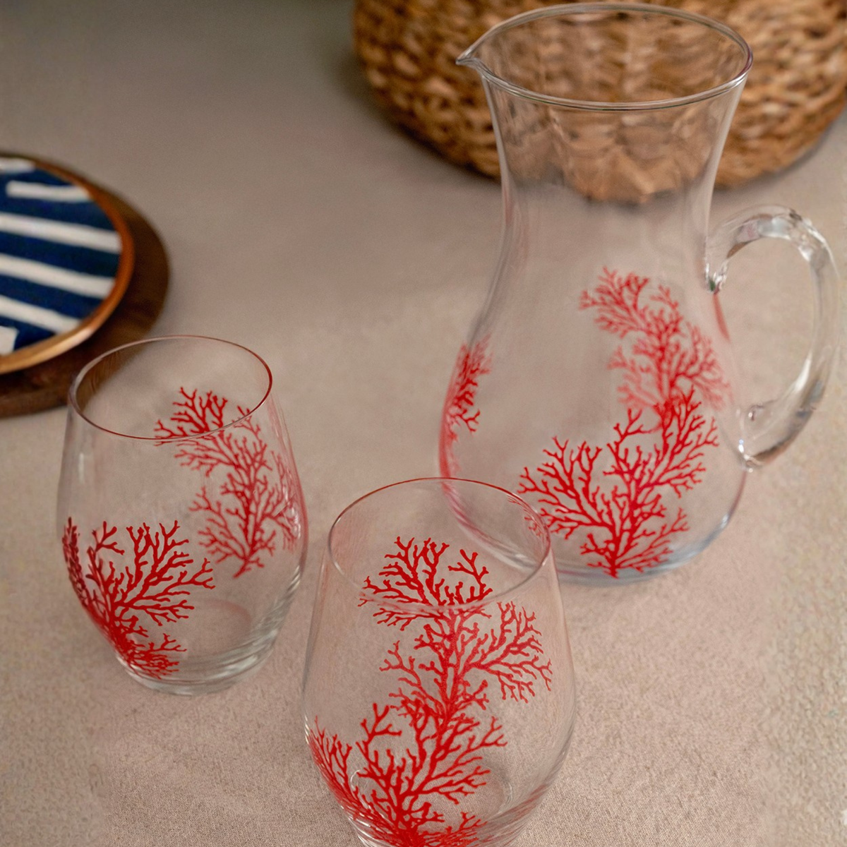 Jarra Real em Cristal Ecológico 1,2L Coral Vemelho