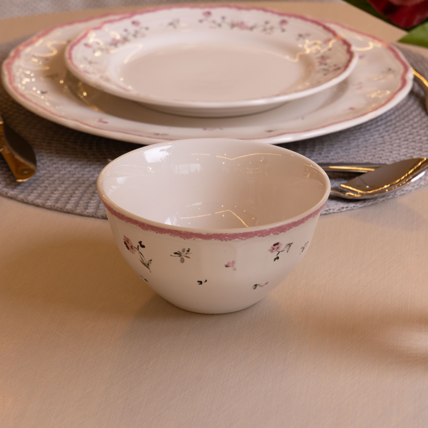 Conjunto 4 Bowls Cerâmica Florescer Rosa 12,5cm
