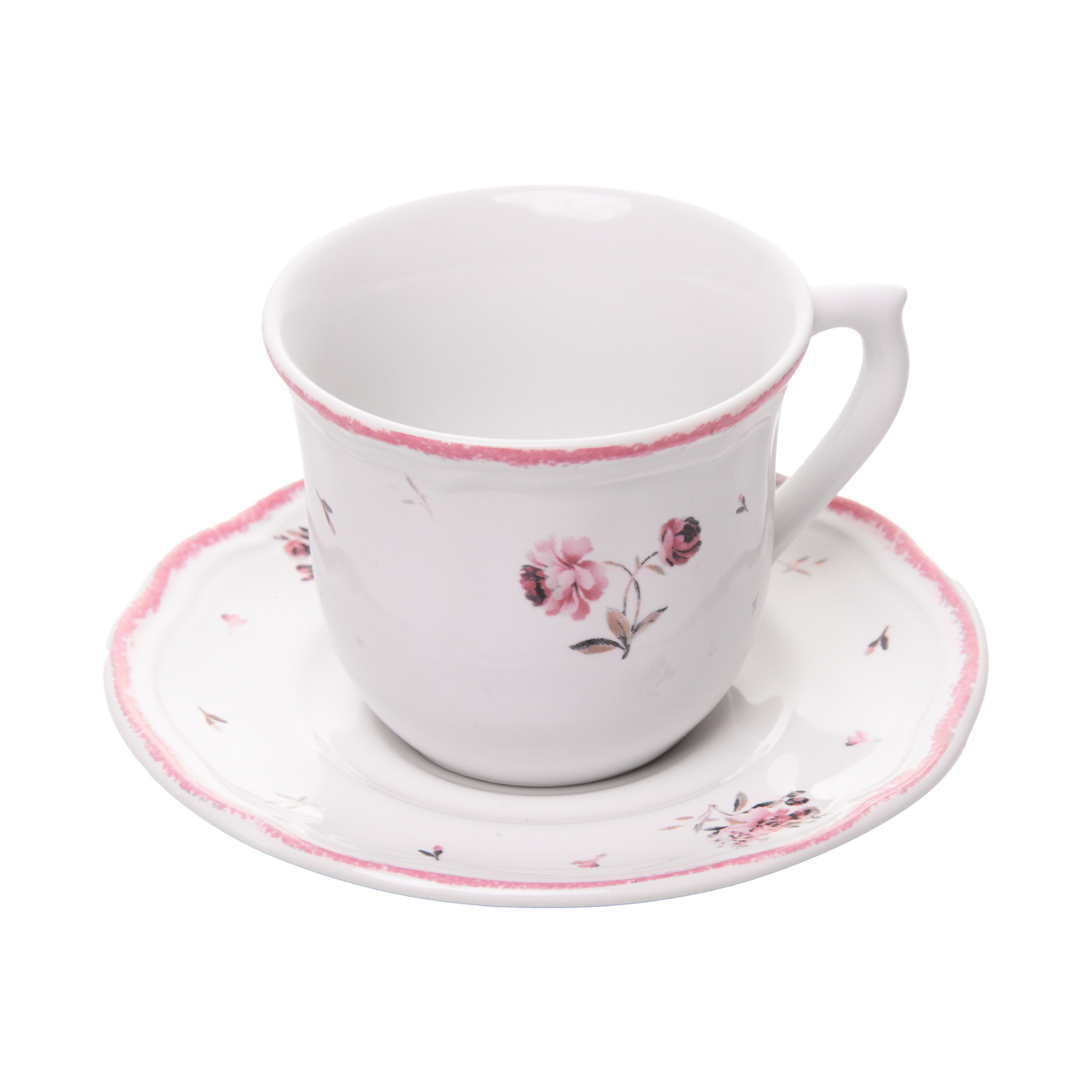 Conjunto 4 Xícaras de Café com Pires Cerâmica Florescer Rosa 90ml