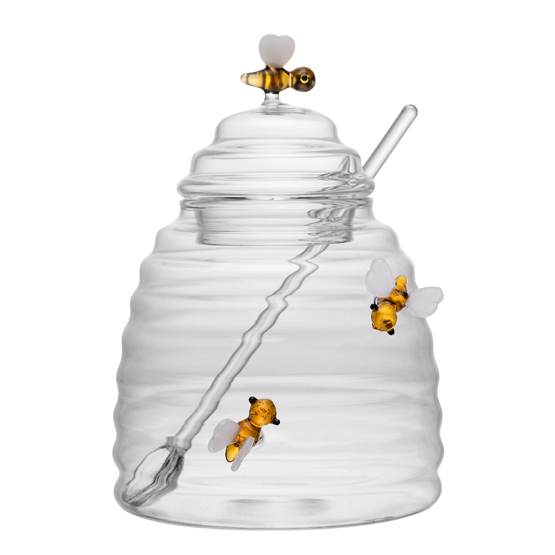 Açucareiro Vidro com Colher e Tampa Lovely Bee 500ml