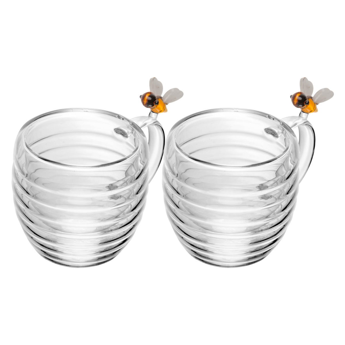 Conjunto 2 Xícaras de Café Vidro Parede Dupla 80ml Lovely Bee