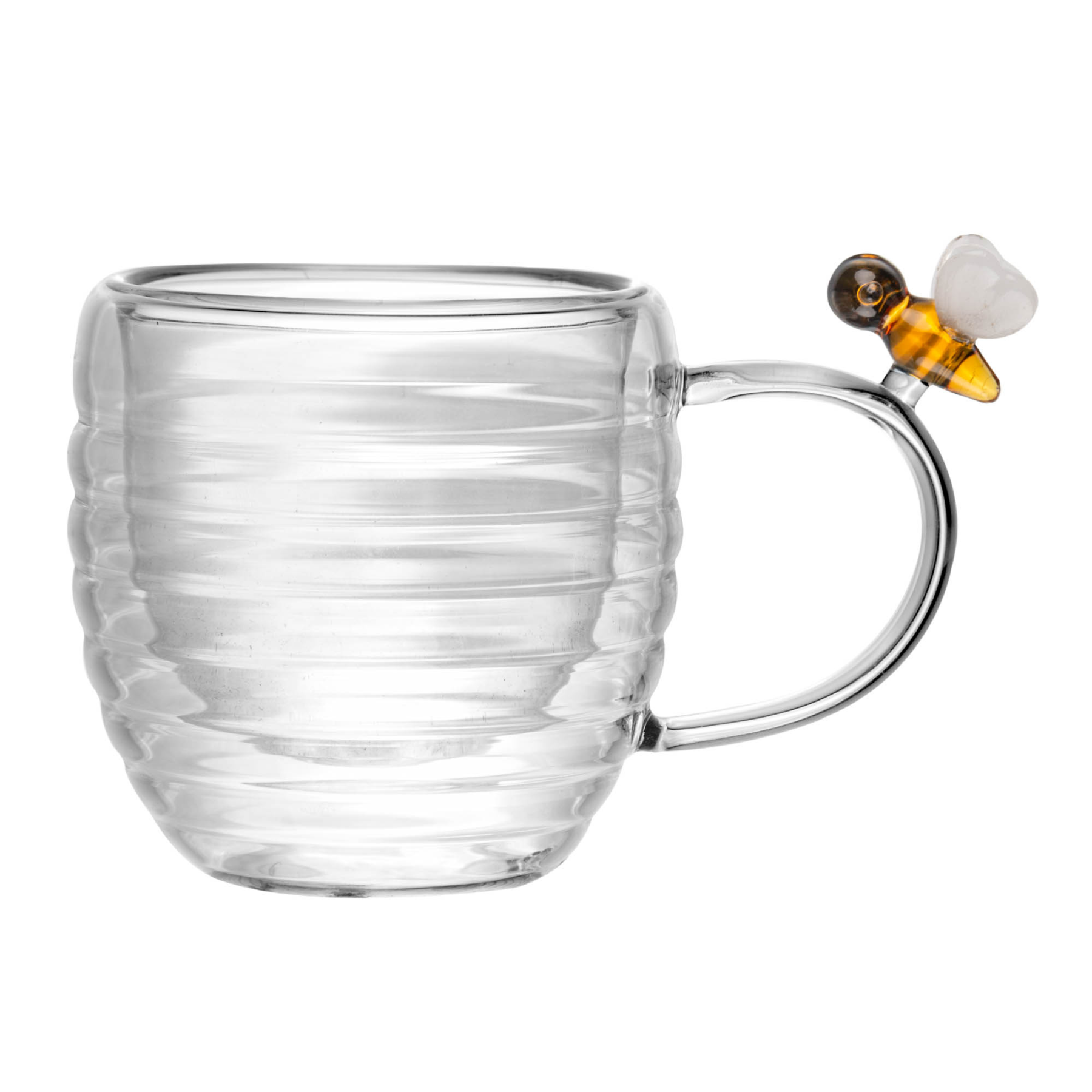 Conjunto 2 Xícaras de Café Vidro Parede Dupla 80ml Lovely Bee