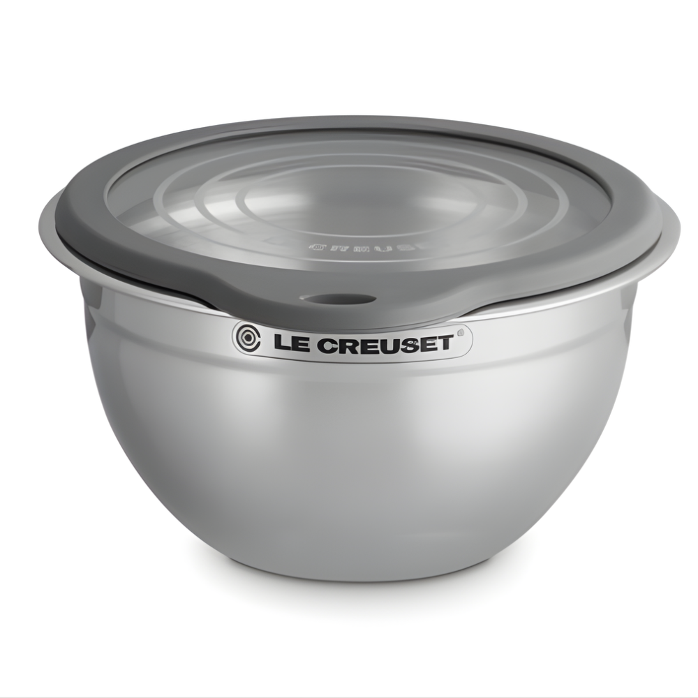 Bowl Redondo Mixing Inox Tampa Vidro 27cm Le Creuset