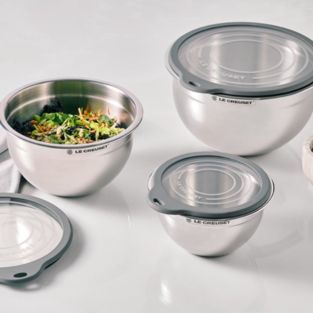 Bowl Redondo Mixing Inox Tampa Vidro 27cm Le Creuset