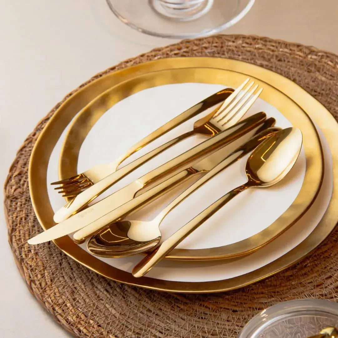 Faqueiro 101 Peças Aço Inox Viena Dourado com Caixa Litografada Wolff
