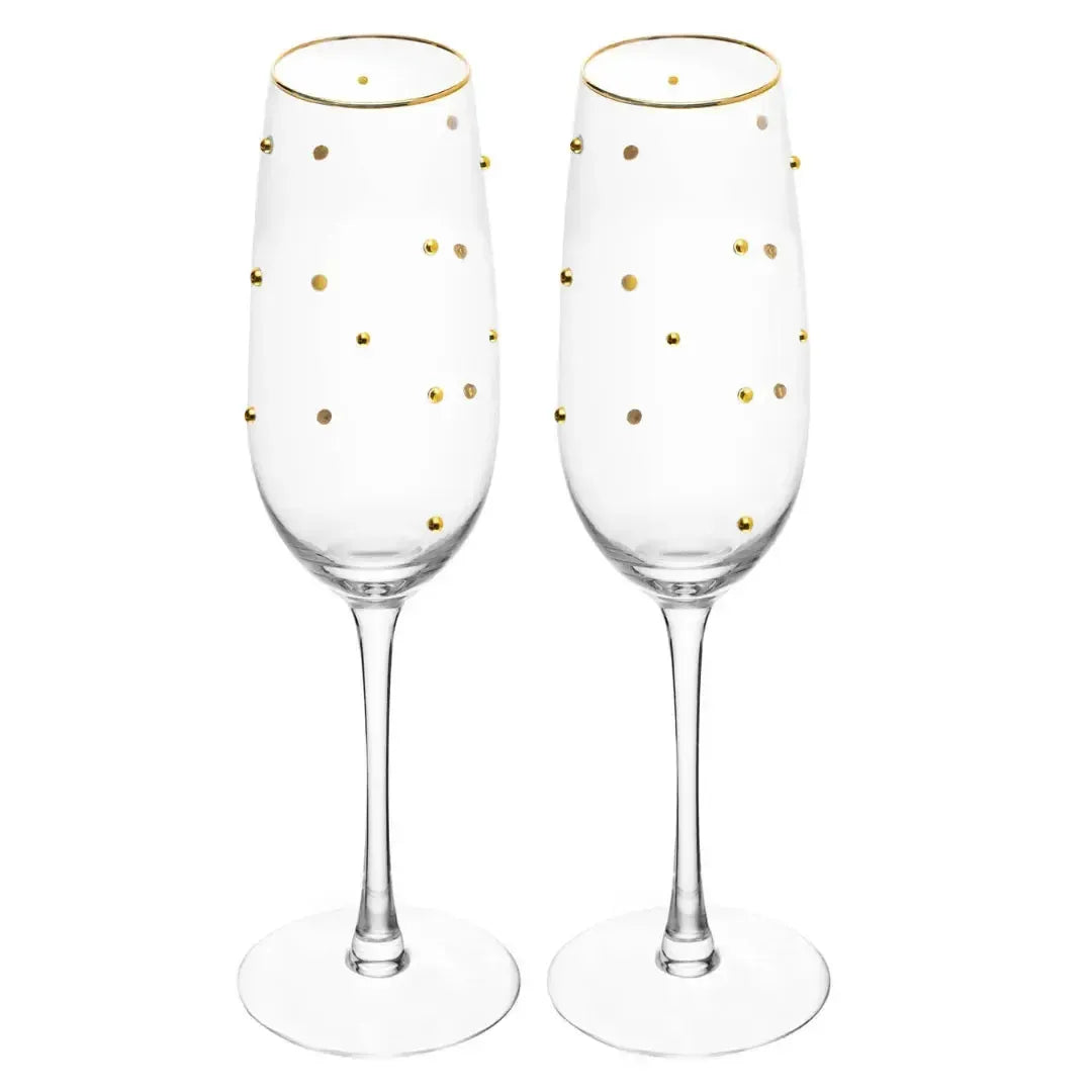Jogo 2 Taças Champagne Vidro Dots 220ml