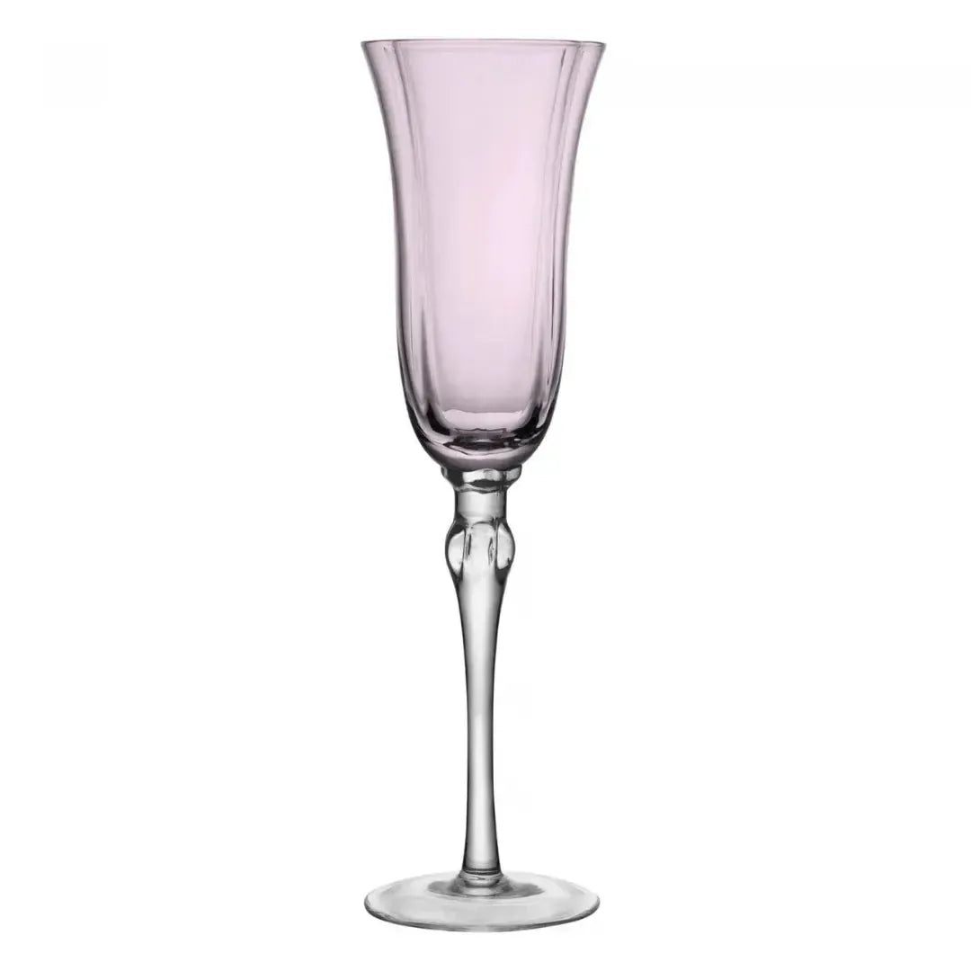 Jogo 2 Taças Champagne Vidro Lily 200ml Rosa / Cinza Wolff