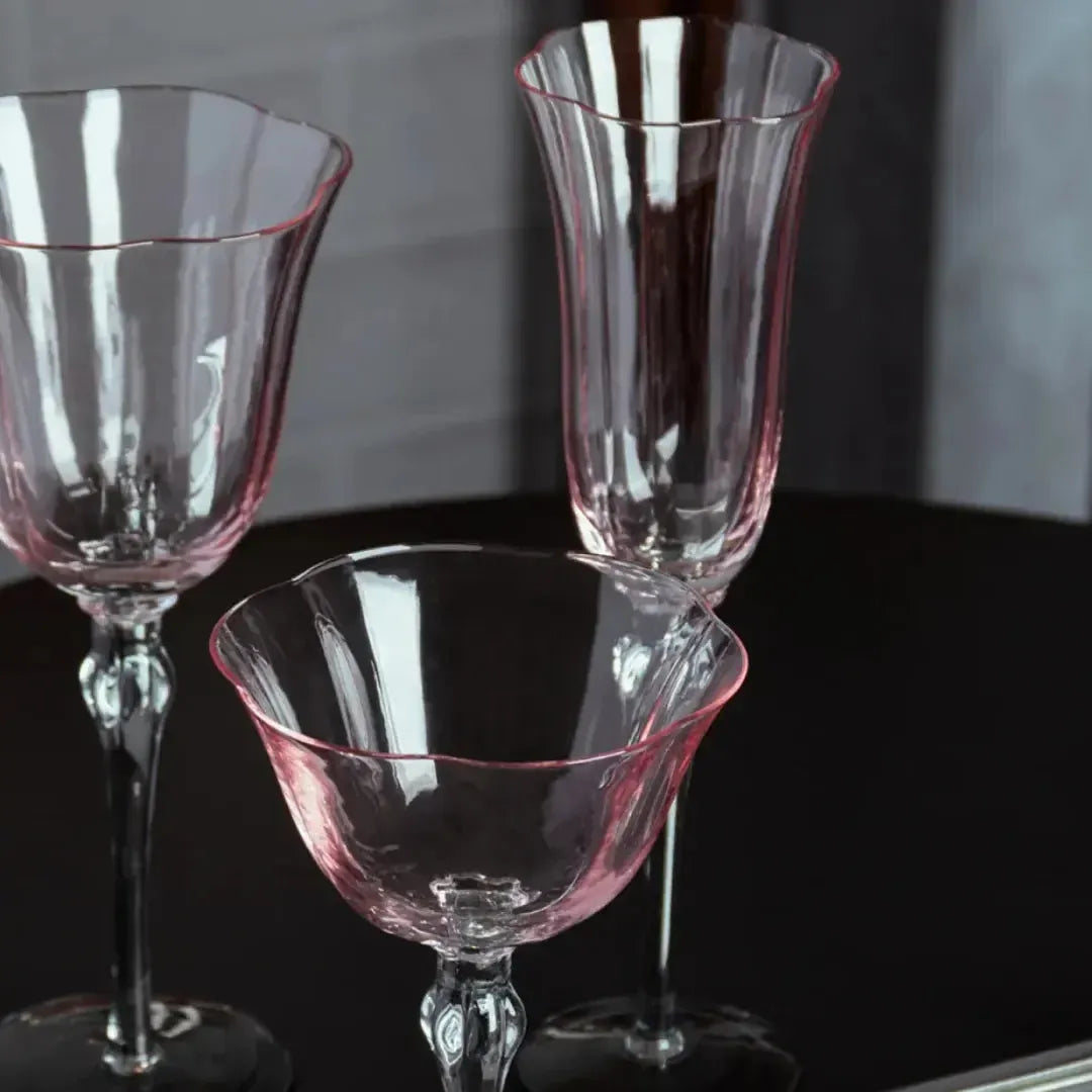Jogo 2 Taças Champagne Vidro Lily 200ml Rosa / Cinza Wolff