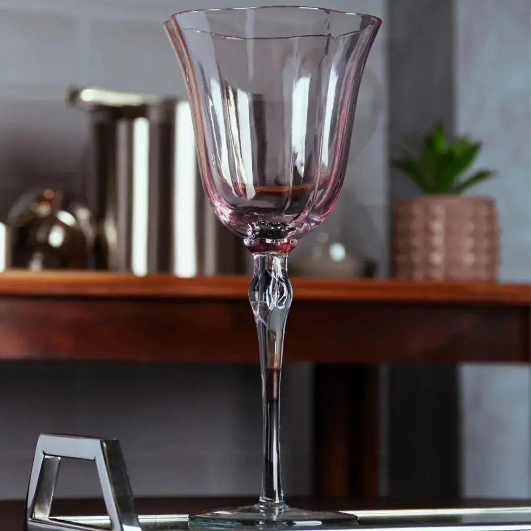 Jogo 2 Taças Champagne Vidro Lily 250ml Rosa / Cinza Wolff