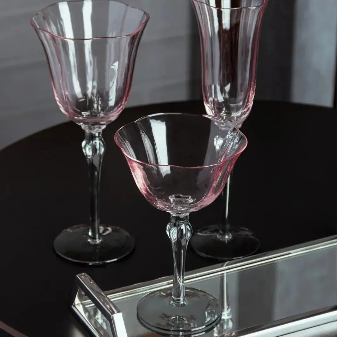 Jogo 2 Taças Vinho Vidro Lily 300ml Rosa / Cinza Wolff