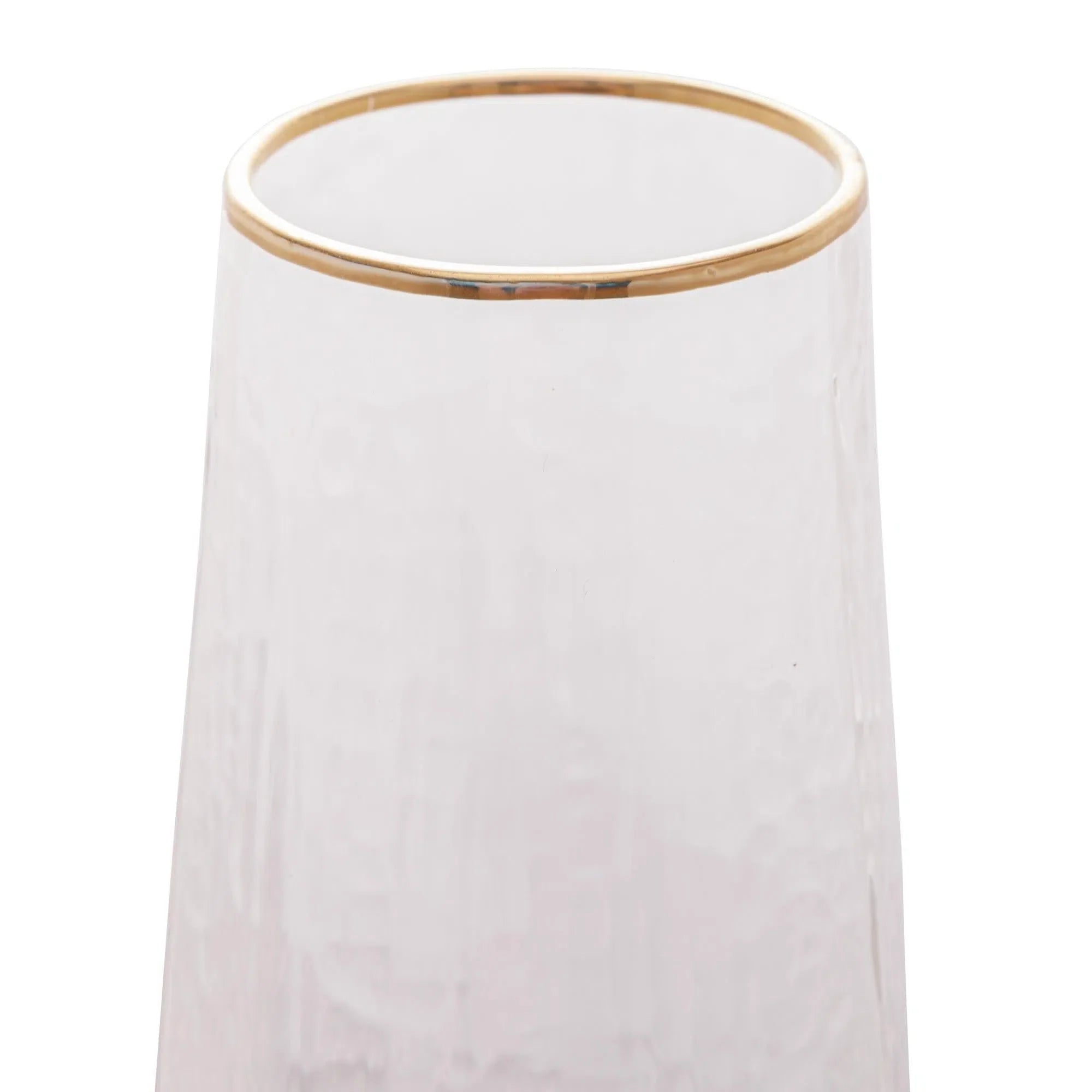 Jogo 2 Taças para Champagne Vidro Cristalino Borda Dourada Taj 300ml
