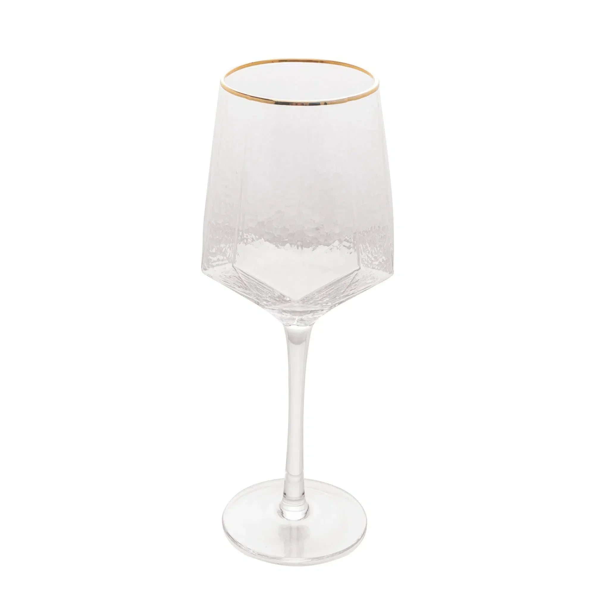 Jogo 2 Taças para Vinho Vidro Cristalino Borda Dourada Taj 600ml