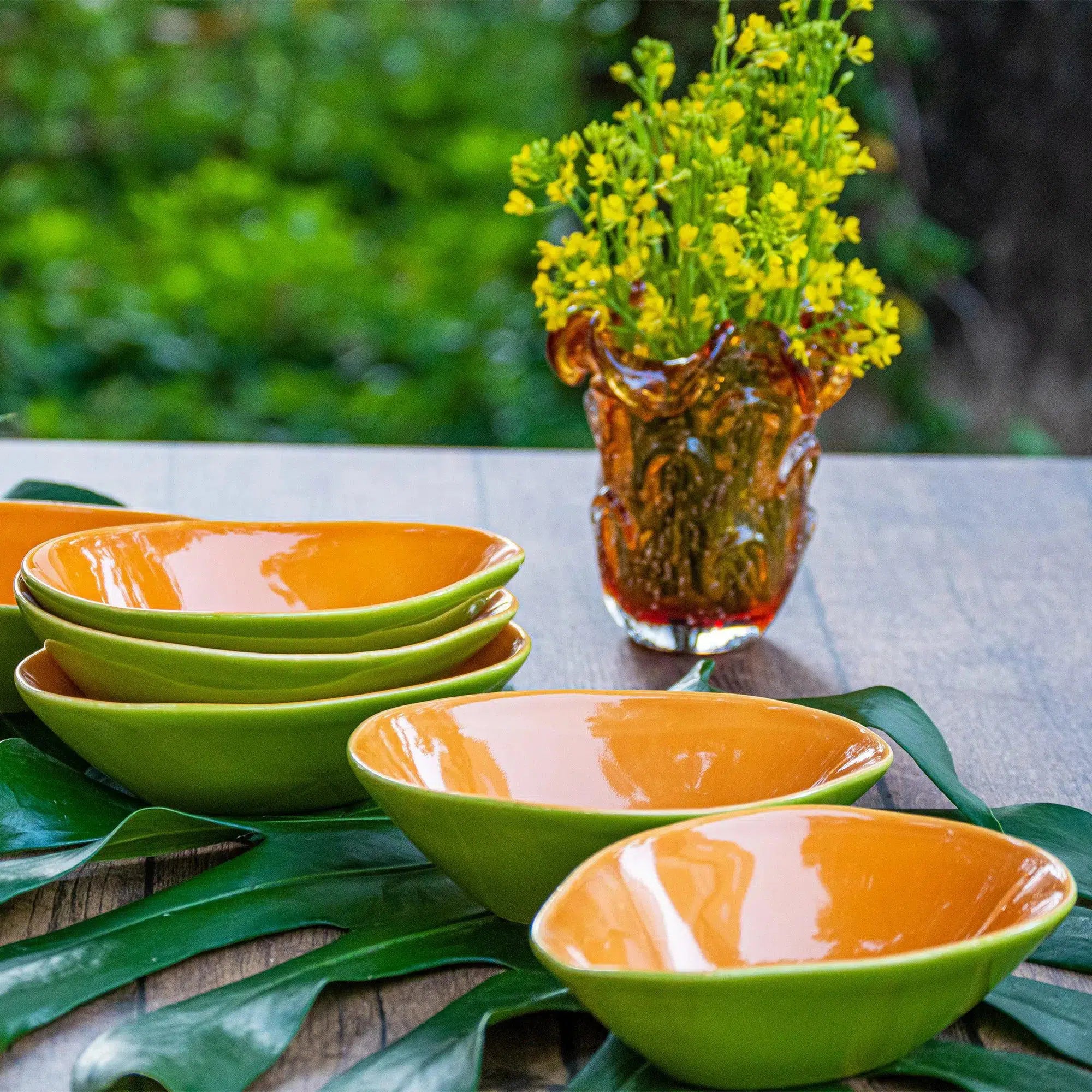 Jogo 4 Bowls Cerâmica Frutas Mamão 400ml Scalla