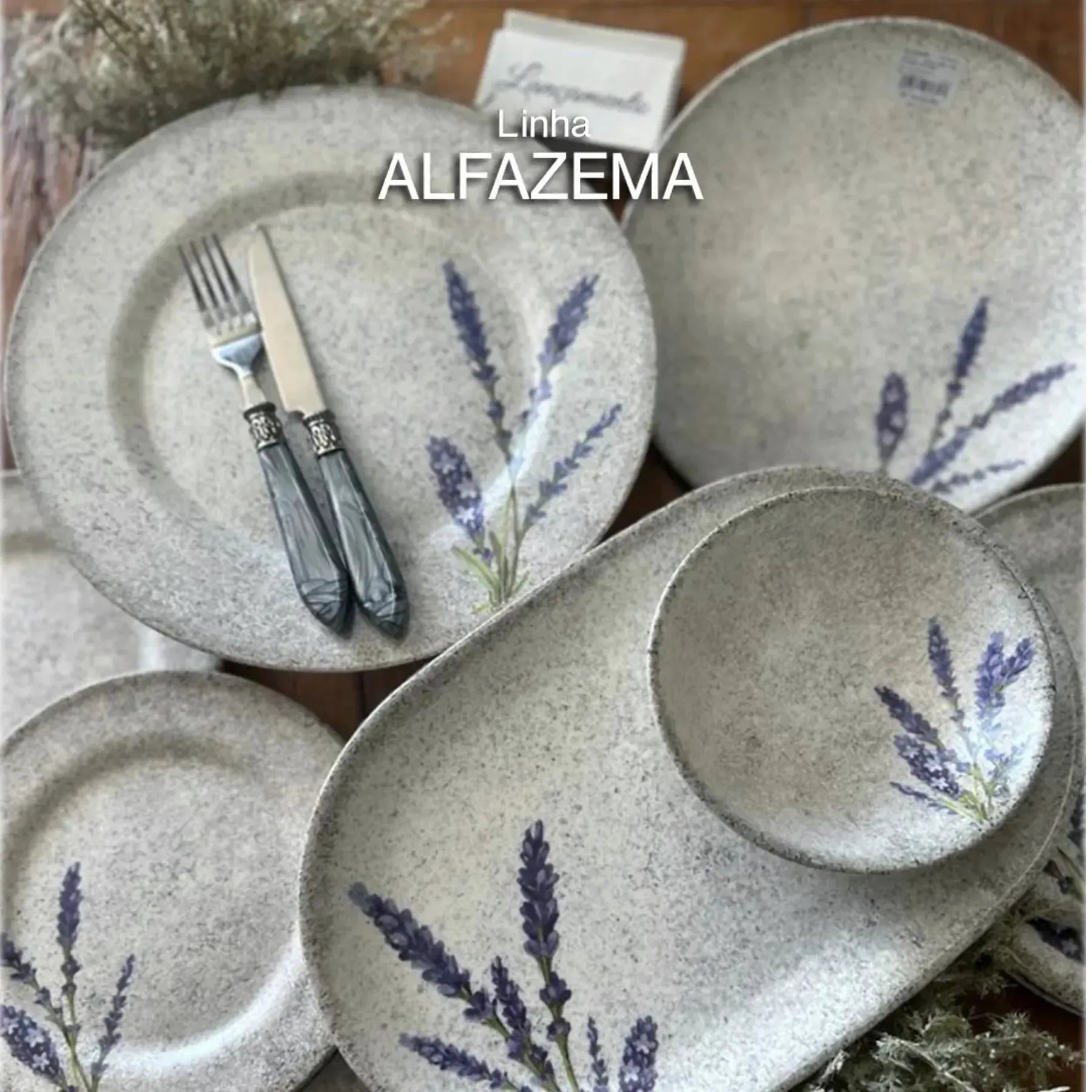 Jogo 6 Bowls Cerâmica Decorado Alfazema 300ml Alleanza