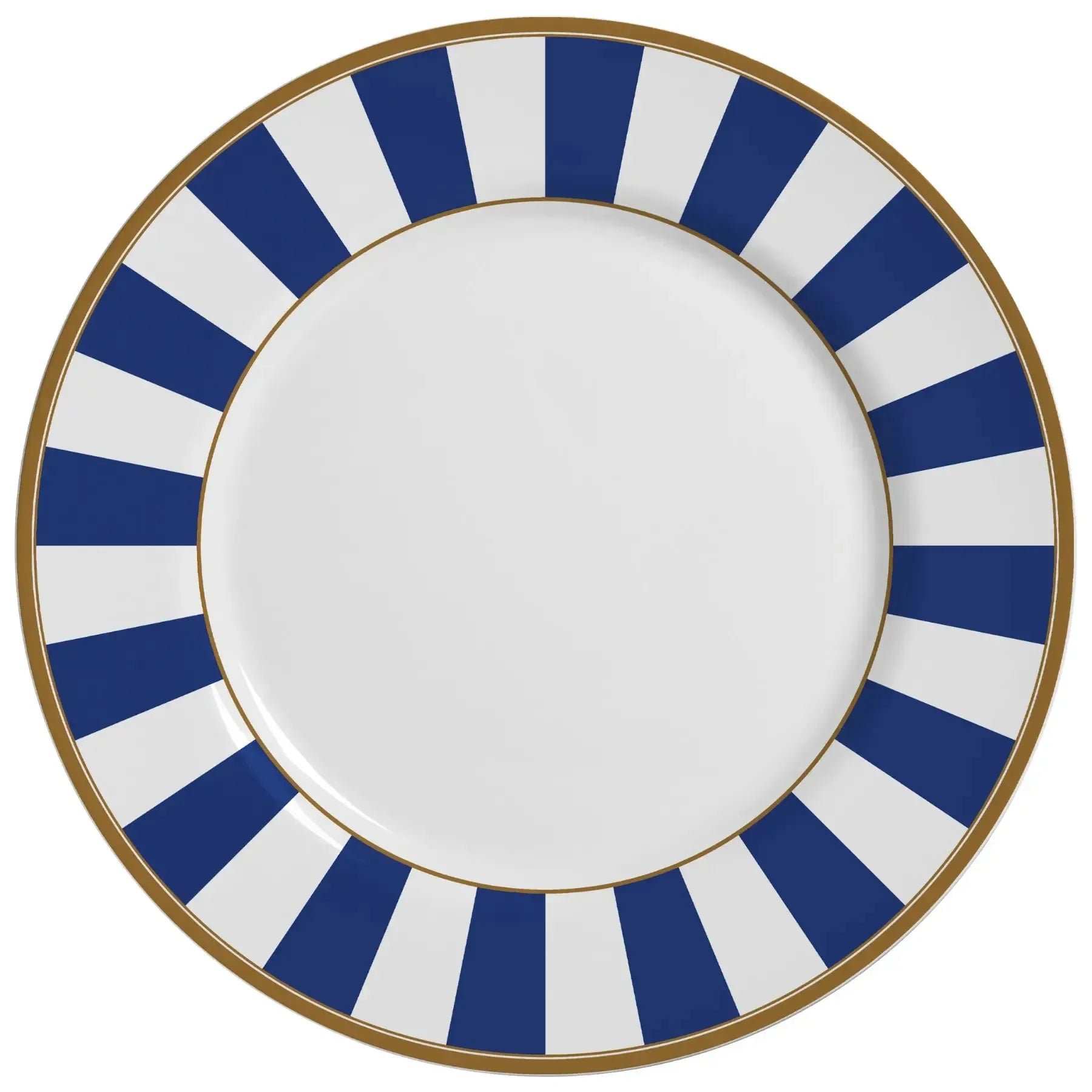 Jogo 6 Pratos Rasos Cerâmica Stripe Azul 29cm Alleanza