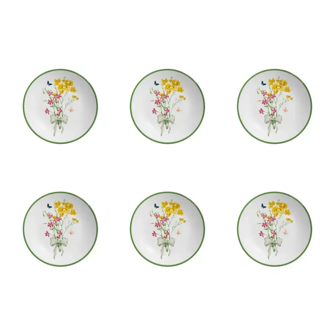 Jogo 6 Pratos Sobremesa Coup Cerâmica Jardim Campestre 21cm Alleanza