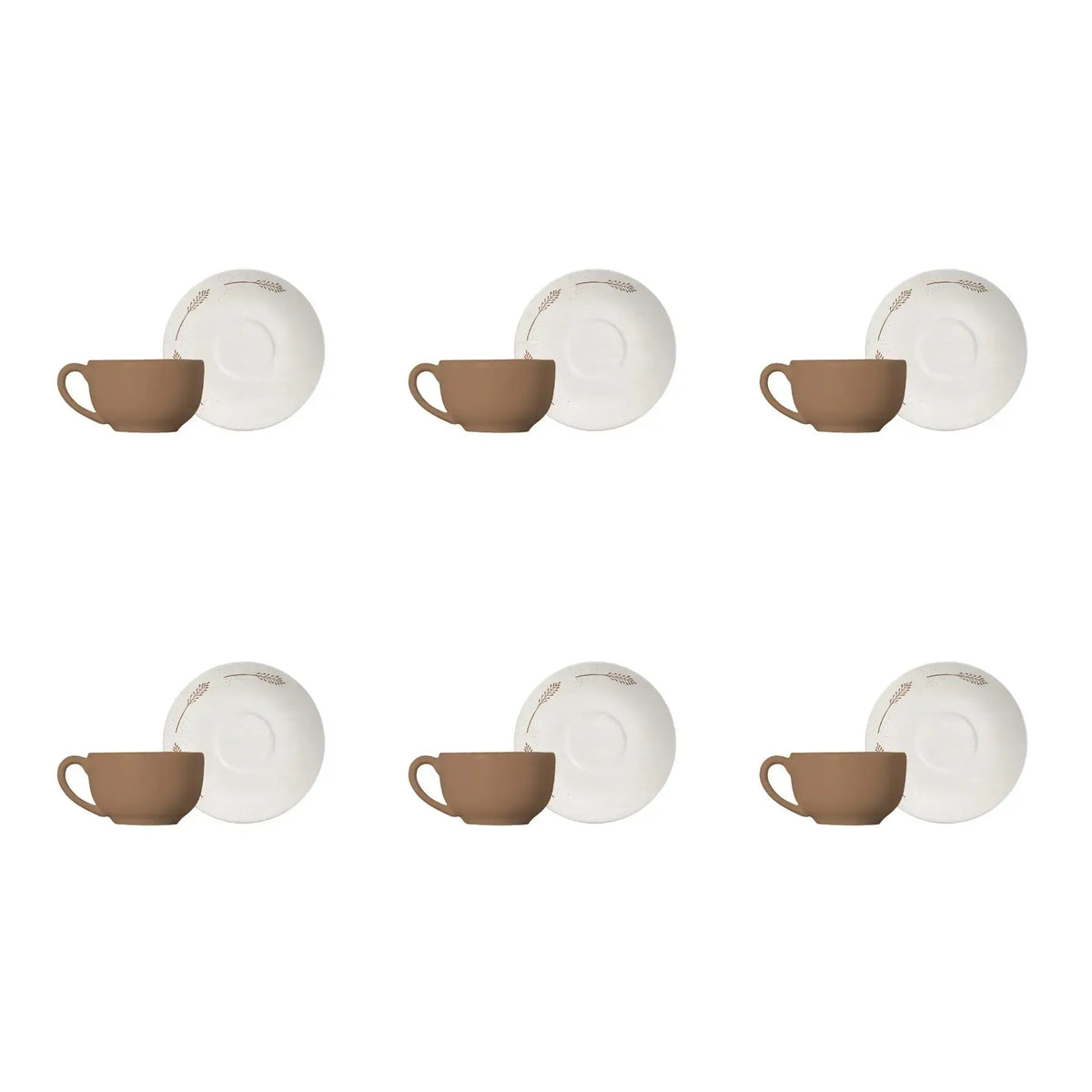 Jogo 6 Xícaras Chá Cerâmica Macchiato Pires Coup Rendeira By Aurora 250ml Alleanza