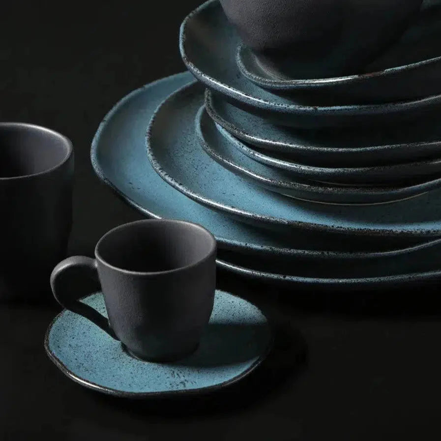 Jogo 6 Xícaras de Café Stoneware Orgânico Petroleum/Night Sky 120ml Porto Brasil