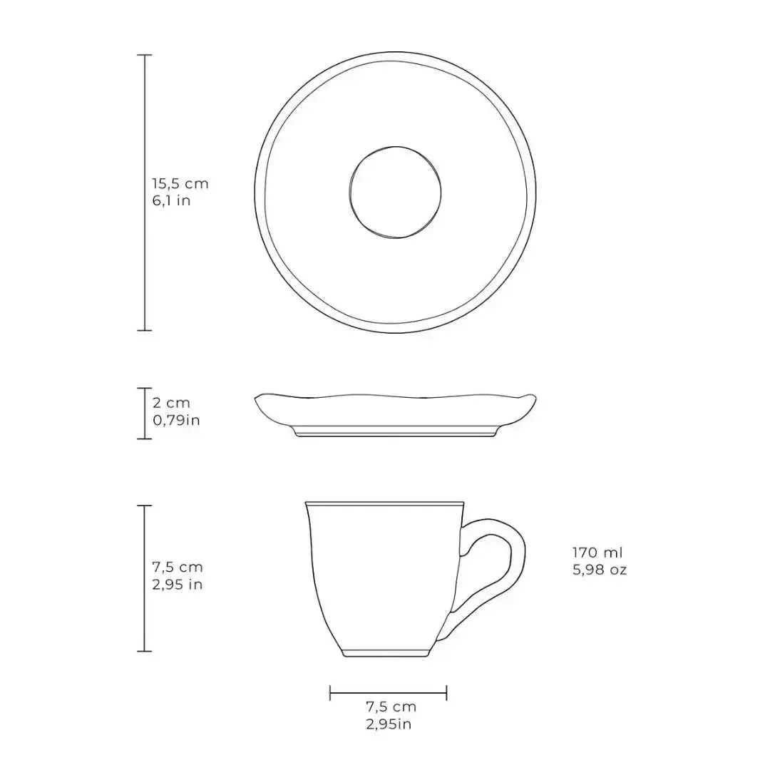 Jogo 6 Xícaras de Chá Stoneware Bio Oceano 170ml Porto Brasil