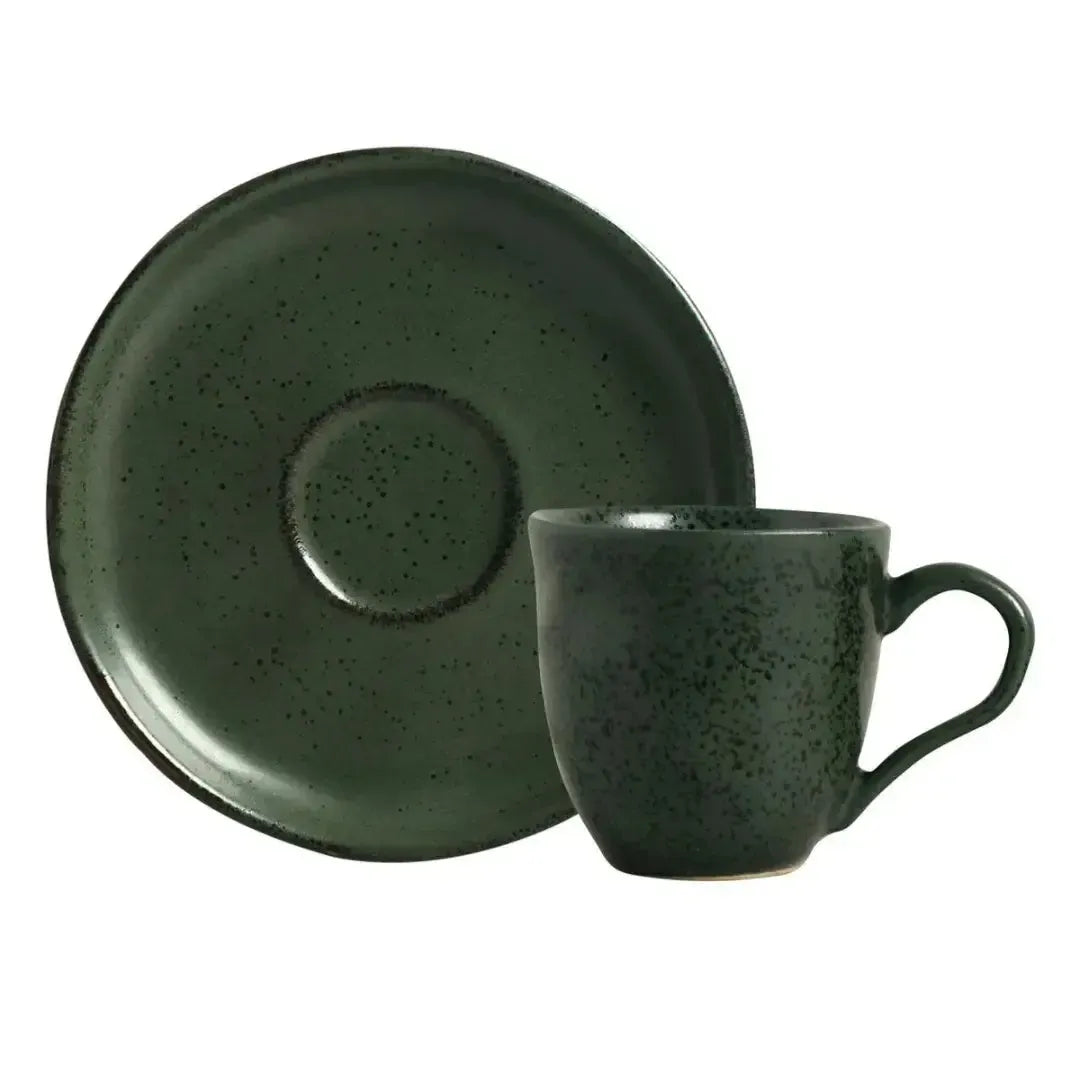Jogo 6 Xícaras de Chá com Pires Neo Stoneware Arauco/Greenery 170ml Porto Brasil