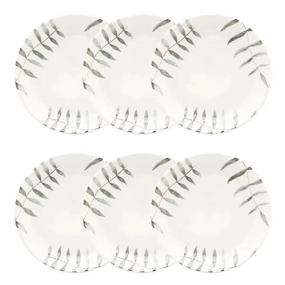 Kit 6 Pratos Fundos Cerâmica Samambaia 20,5cm
