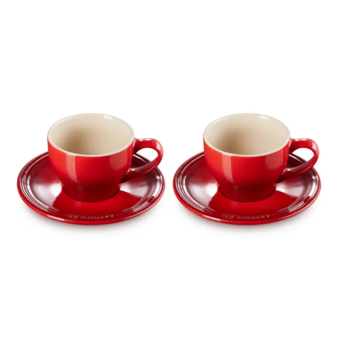 Kit com 2 Canecas 200ml para Café Expresso com Pires Vermelho Le Creuset