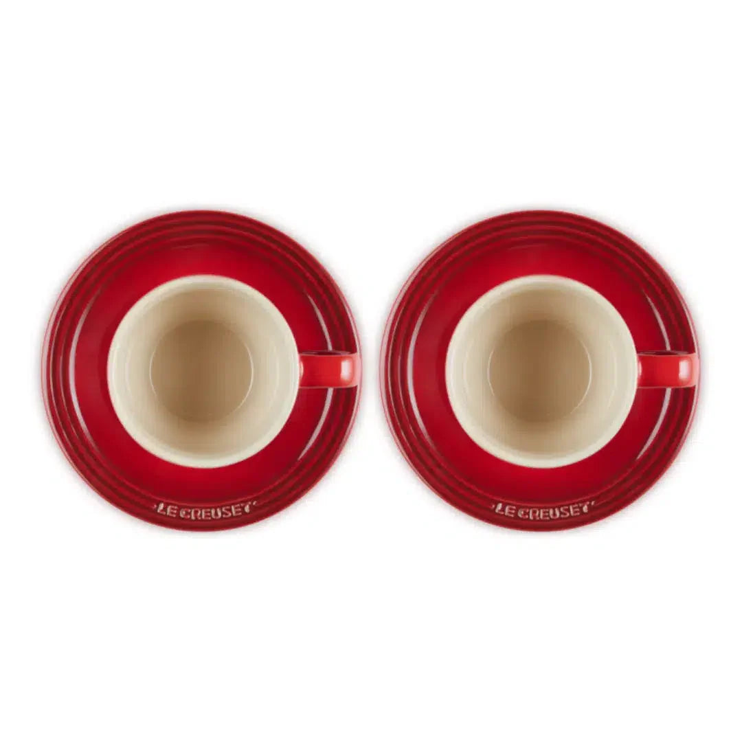 Kit com 2 Canecas 200ml para Café Expresso com Pires Vermelho Le Creuset