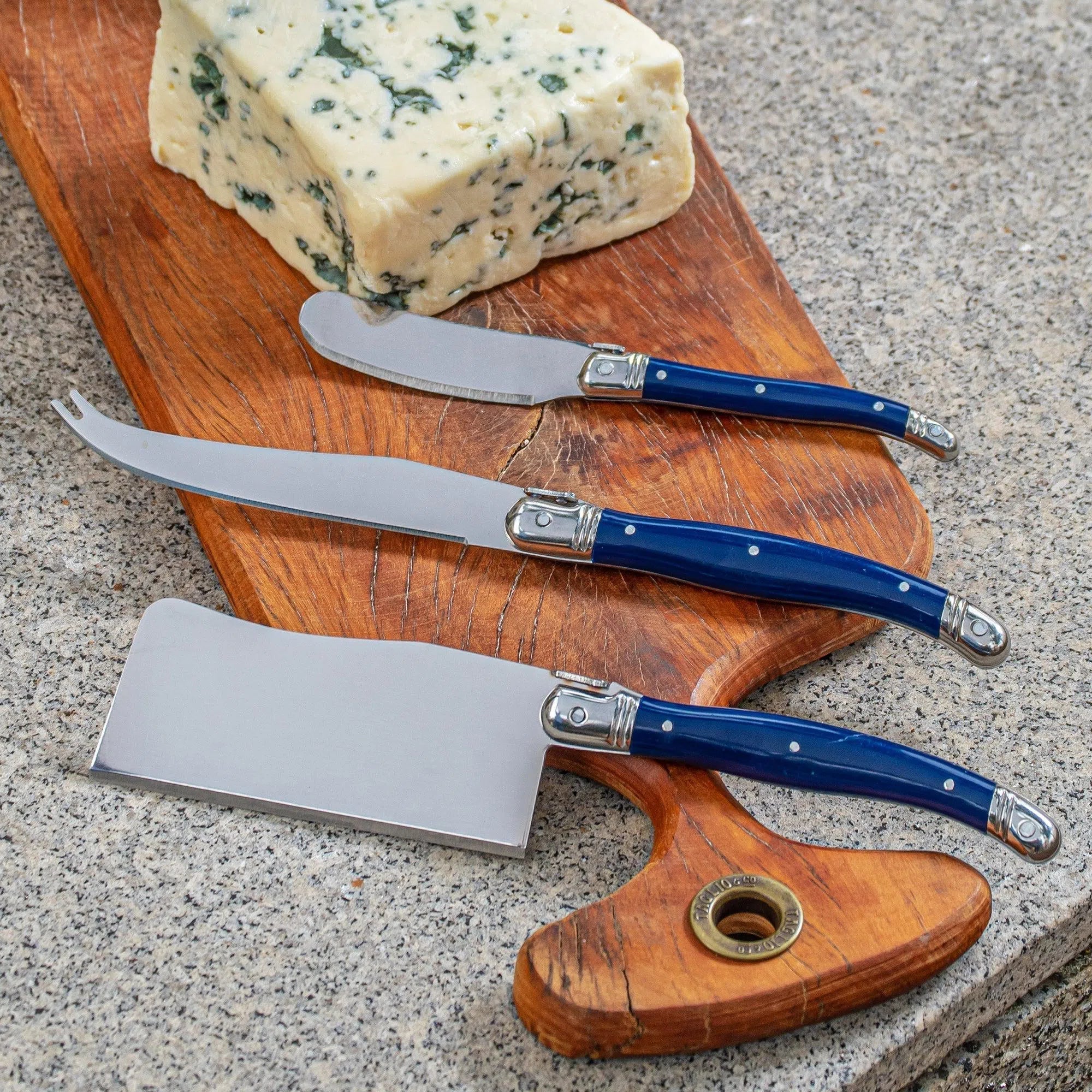 PRÉ-VENDA: Kit com 3 Facas para Queijo Luxo Azul Marinho Laguiole La Maison