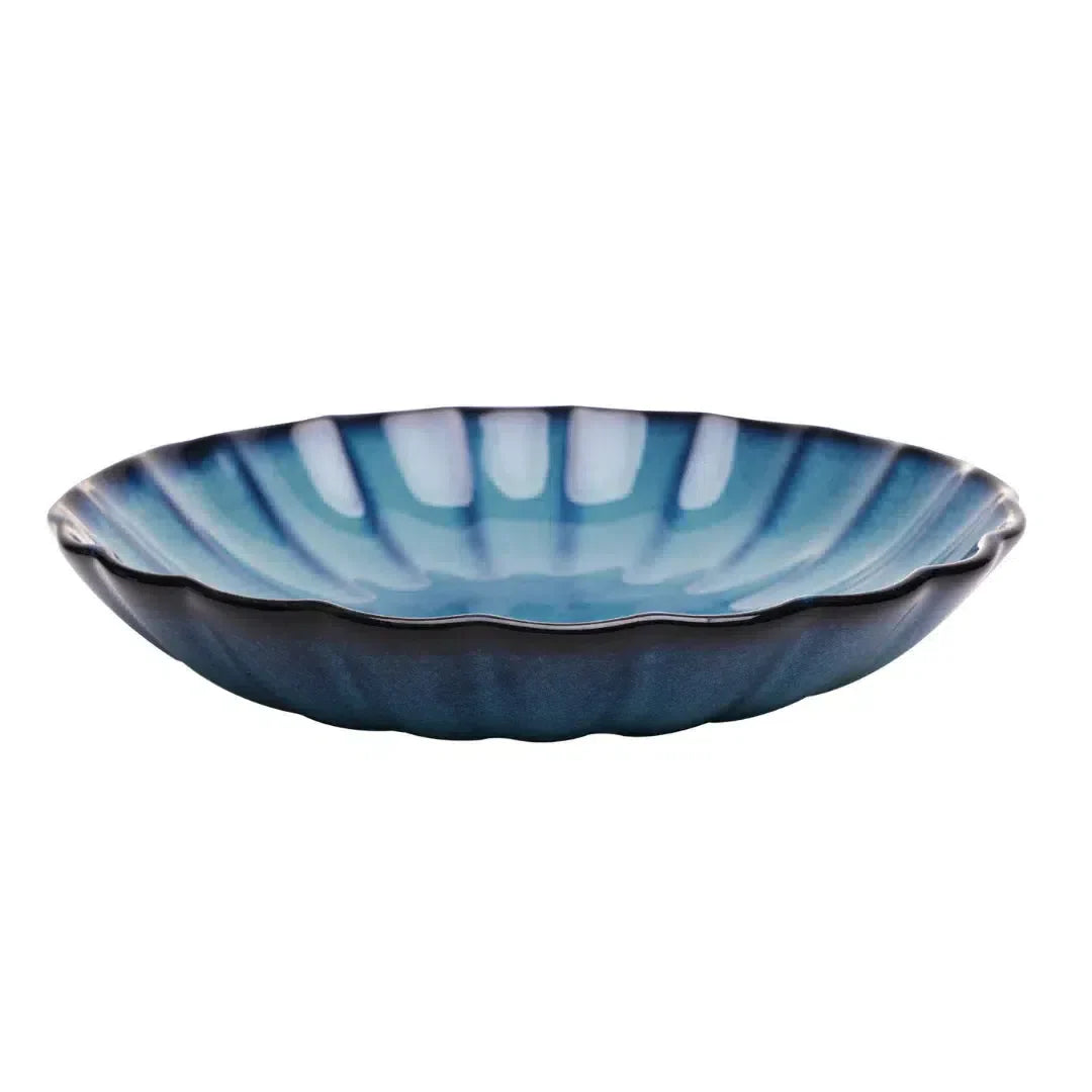 Kit com 6 Pratos para Risoto Cerâmica Scallop Azul 23cm