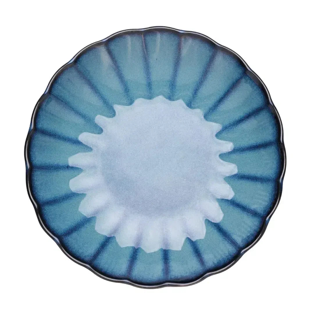 Kit com 6 Pratos para Risoto Cerâmica Scallop Azul 23cm