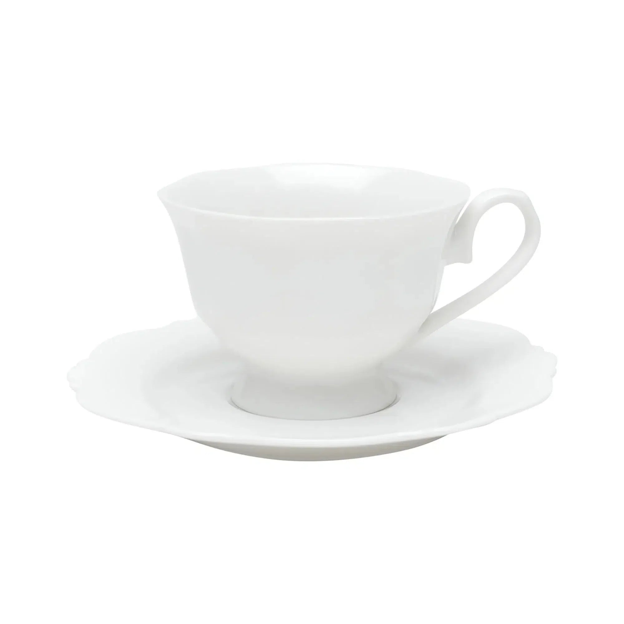 Kit com 6 Xícaras de Chá com Pires Porcelana Wolff Maldivas Branco 180ml