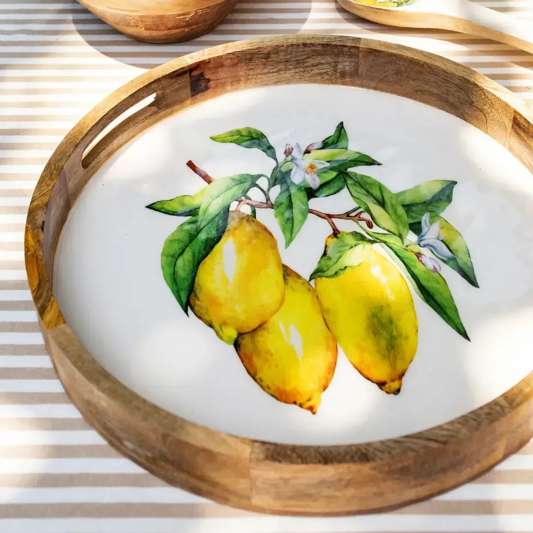 Bandeja Grande Redonda Madeira Toscana Bahali 40cm