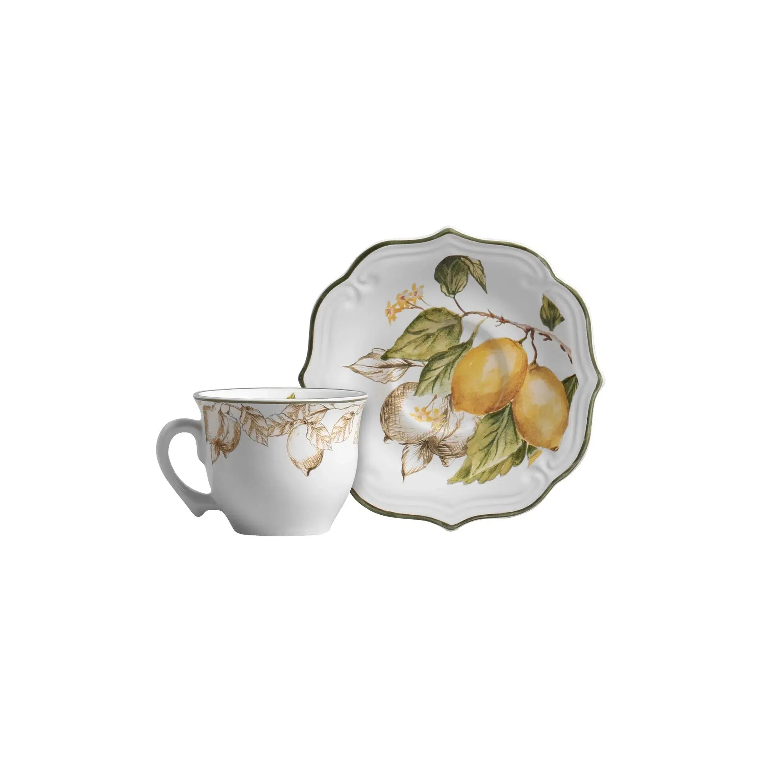 Jogo 6 Xícaras de Chá com Pires Cerâmica Toscana 200ml Scalla