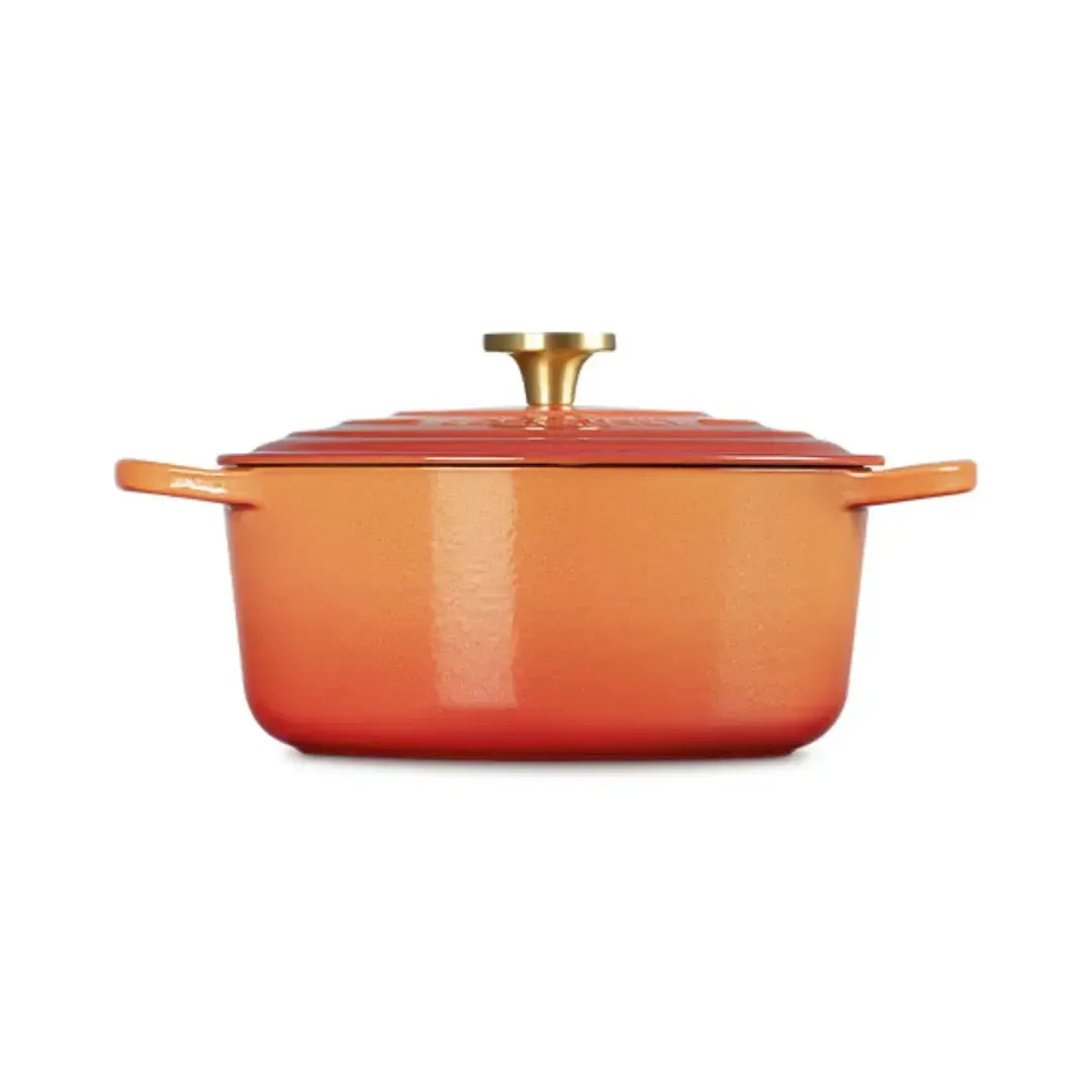 Panela Le Creuset Redonda Signature Flamme Dorée com Pegador Dourado 2,4L 20cm