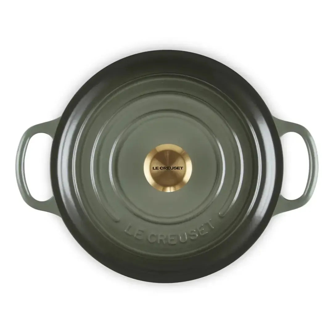 Panela Le Creuset Redonda Signature Thyme com Pegador Dourado 3,3L 22cm