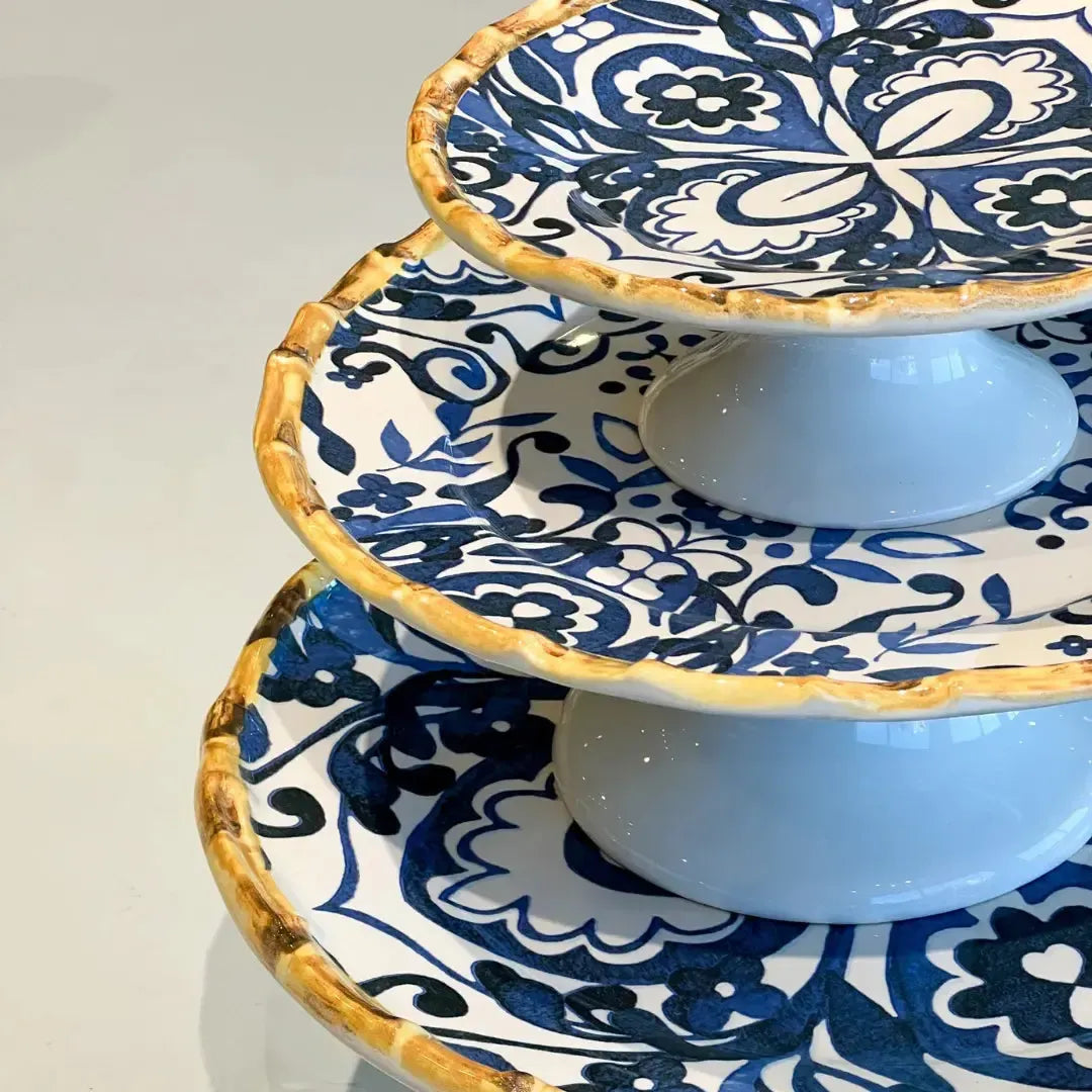 Porta Petit Four Cerâmica Dolce Mare Azulejo Português Azul 8x20cm Maison Blanche