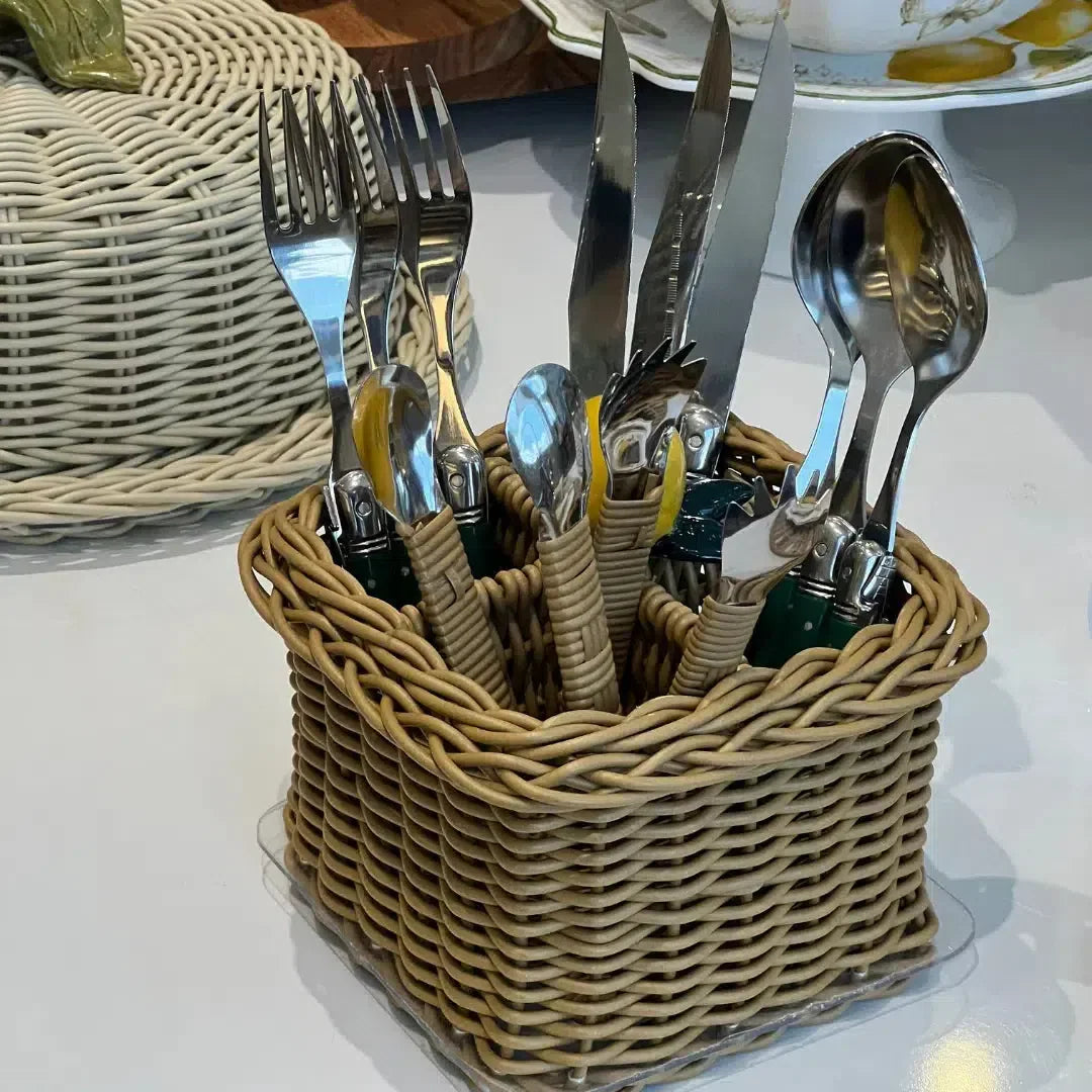 Porta Talher Divisória de Fio Limão Vime Trançado Caramelo