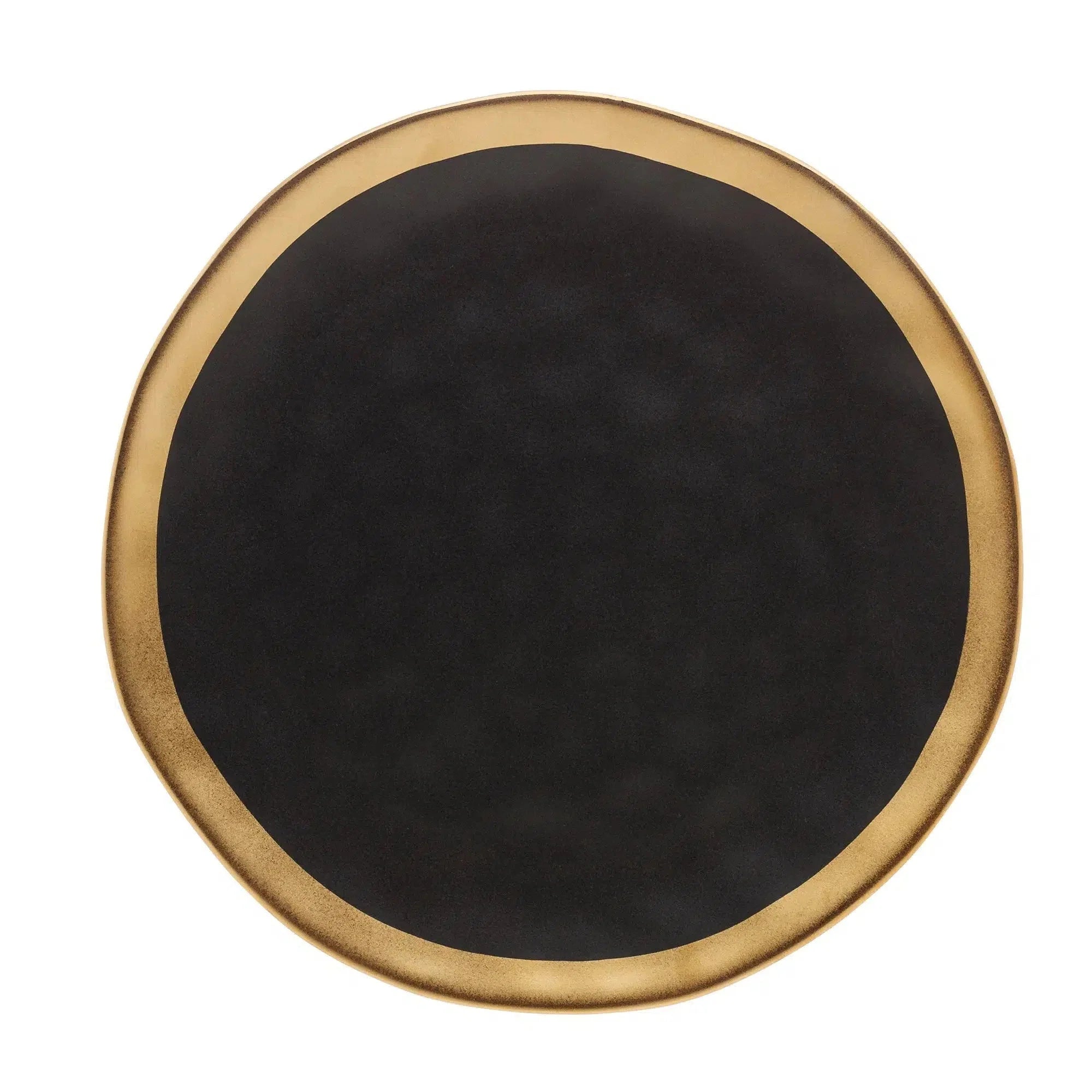 Prato Raso Porcelana Dubai Preto e Dourado 25cm