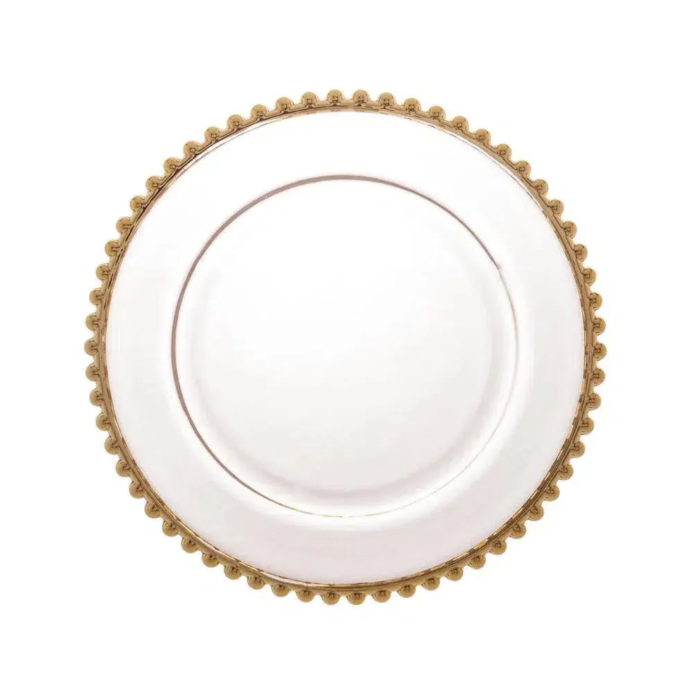 Prato de Sobremesa Cristal Pérola Borda Dourada 20cm Wolff